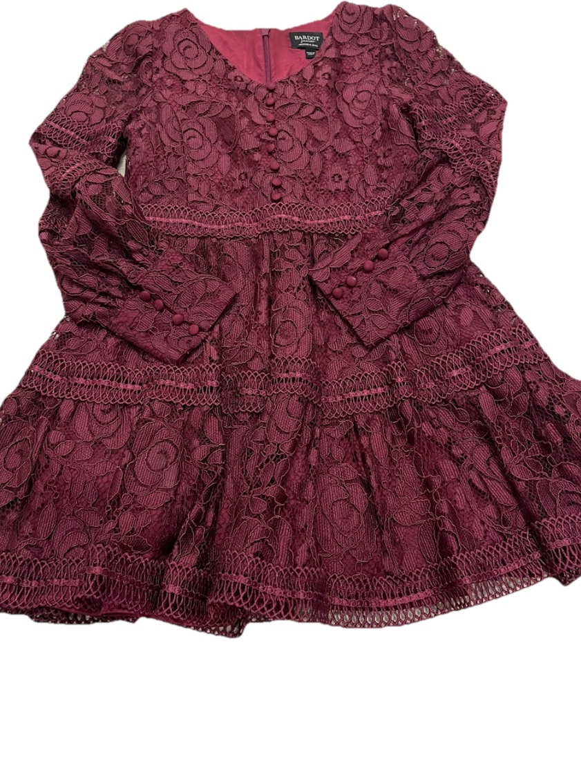 Girls' Plum Lace Tiered Party Dress